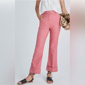 ANTHROPOLOGIE Aleja Trousers Pants Semi-Cropped Pink Rose $128 Size 10
